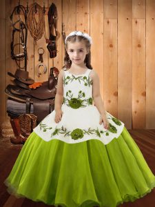 Attractive Sleeveless Embroidery Lace Up Little Girls Pageant Dress Wholesale