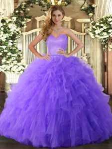 Most Popular Ball Gowns Quince Ball Gowns Lavender Sweetheart Tulle Sleeveless Floor Length Lace Up