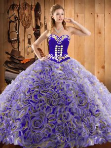 Multi-color Sweetheart Neckline Embroidery Sweet 16 Quinceanera Dress Sleeveless Lace Up