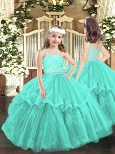 Wonderful Organza Sleeveless Floor Length Kids Pageant Dress and Beading and Lace