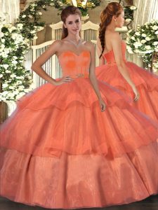 Sleeveless Beading and Ruffled Layers Lace Up Quinceanera Dresses