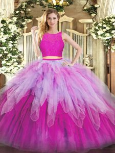 Floor Length Ball Gowns Sleeveless Fuchsia Ball Gown Prom Dress Zipper