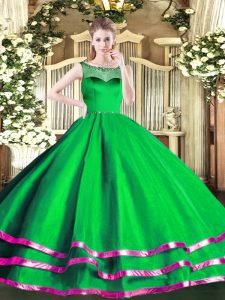 Floor Length A-line Sleeveless Green Quinceanera Gowns Zipper