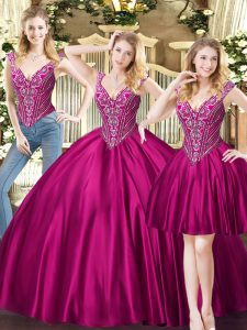 Sleeveless Lace Up Floor Length Beading Quinceanera Dresses