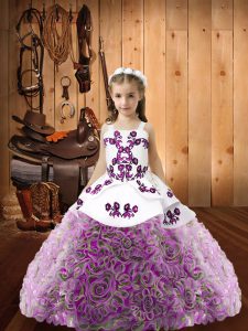 Adorable Multi-color Straps Neckline Beading Little Girl Pageant Dress Sleeveless Lace Up
