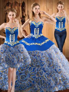 Classical With Train Three Pieces Sleeveless Multi-color Quinceanera Dress Sweep Train Lace Up
