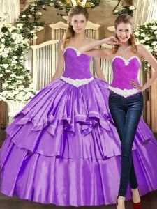 Super Sleeveless Lace Up Floor Length Appliques and Ruffles 15th Birthday Dress