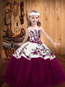 Fuchsia Sleeveless Tulle Lace Up Girls Pageant Dresses for Sweet 16 and Quinceanera