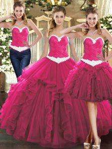 Tulle Sleeveless Floor Length Sweet 16 Dresses and Ruffles