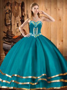Dynamic Sweetheart Sleeveless Organza Sweet 16 Dress Embroidery Lace Up