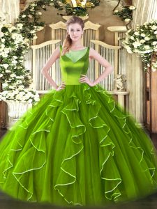 Admirable Sleeveless Side Zipper Floor Length Beading and Ruffles Quinceanera Gown