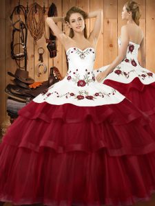 Ball Gowns Sleeveless Wine Red Quinceanera Dresses Sweep Train Lace Up