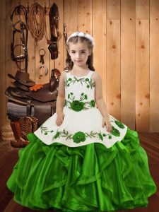 Nice Floor Length Lace Up Girls Pageant Dresses for Sweet 16 and Quinceanera with Embroidery and Ruffles