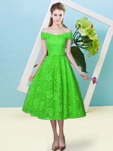 Cap Sleeves Bowknot Lace Up Dama Dress