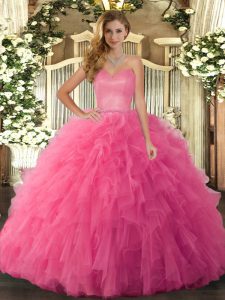 Superior Tulle Sleeveless Floor Length 15th Birthday Dress and Ruffles