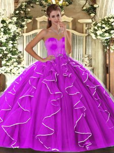 Sleeveless Beading and Ruffles Lace Up Sweet 16 Dress
