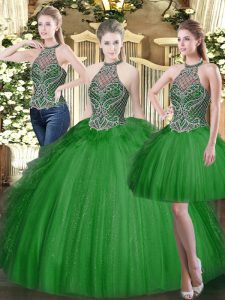 Amazing Sleeveless Lace Up Floor Length Beading and Ruffles Sweet 16 Dresses