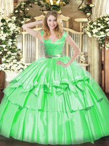 V-neck Sleeveless Zipper Sweet 16 Dresses Tulle