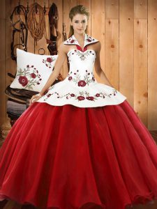 Sleeveless Lace Up Floor Length Embroidery 15th Birthday Dress