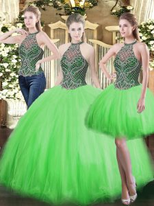 Most Popular Floor Length Lace Up 15th Birthday Dress for Military Ball and Sweet 16 and Quinceanera with Beading