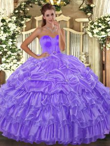 Colorful Ball Gowns Quinceanera Gowns Lavender Sweetheart Organza Sleeveless Floor Length Lace Up