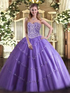 Glorious Sleeveless Lace Up Floor Length Beading Quince Ball Gowns