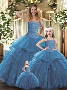Fantastic Organza Sleeveless Floor Length Quinceanera Gowns and Beading and Ruffles