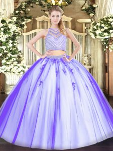 Beading Vestidos de Quinceanera Lavender Zipper Sleeveless Floor Length