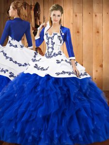 Noble Sleeveless Embroidery and Ruffles Lace Up Quinceanera Gown