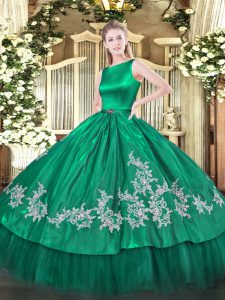 Dazzling Turquoise Sleeveless Floor Length Embroidery Clasp Handle Sweet 16 Dress