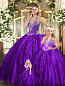 Charming Straps Sleeveless Organza Quinceanera Gowns Beading Lace Up