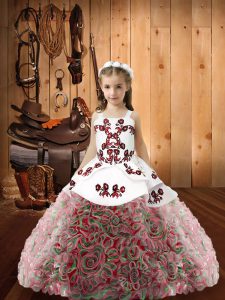 Beautiful Multi-color Sleeveless Fabric With Rolling Flowers Zipper Little Girl Pageant Gowns for Sweet 16 and Quinceanera