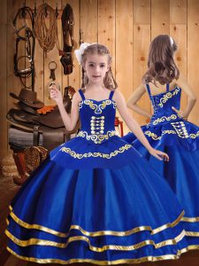 Sleeveless Beading and Embroidery and Ruffled Layers Lace Up Child Pageant Dress