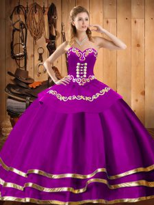 Sleeveless Lace Up Floor Length Embroidery Sweet 16 Dresses