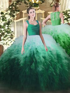 Floor Length Multi-color Sweet 16 Quinceanera Dress Straps Sleeveless Zipper
