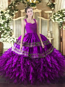 Clearance Purple Sleeveless Organza Zipper Sweet 16 Dresses
