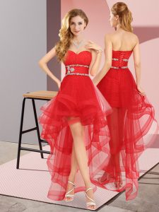 Sweetheart Sleeveless Tulle Court Dresses for Sweet 16 Beading Lace Up