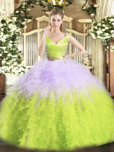 Perfect Floor Length Ball Gowns Sleeveless Multi-color 15th Birthday Dress Zipper