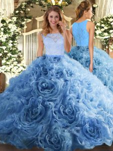 Floor Length Ball Gowns Sleeveless Baby Blue Quince Ball Gowns Zipper