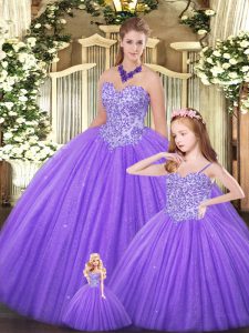 Admirable Sleeveless Lace Up Floor Length Beading Sweet 16 Quinceanera Dress