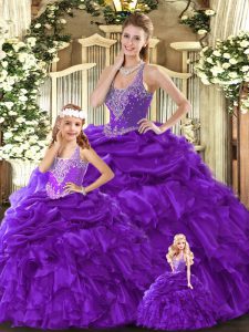 Sleeveless Beading and Ruffles Lace Up Quinceanera Dresses