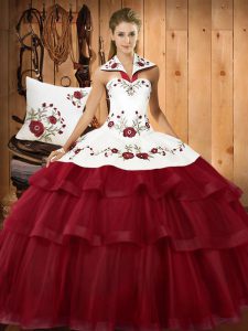 Colorful With Train Ball Gowns Sleeveless Wine Red Sweet 16 Dresses Sweep Train Lace Up