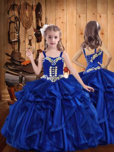 Sleeveless Embroidery and Ruffles Lace Up Pageant Gowns