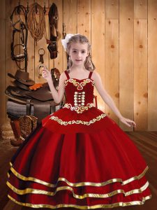 Custom Made Red Sleeveless Organza Lace Up Pageant Gowns For Girls for Sweet 16 and Quinceanera