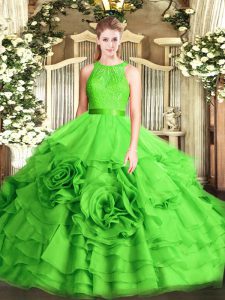 Scoop Zipper Lace 15 Quinceanera Dress Sleeveless