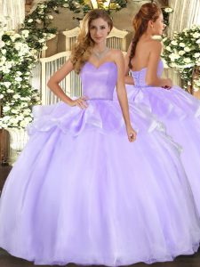 Superior Sweetheart Sleeveless Organza Sweet 16 Quinceanera Dress Beading and Ruffles Lace Up