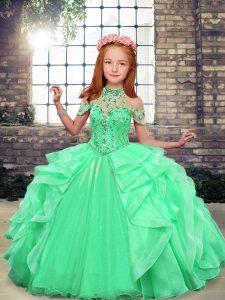 Fashion Sleeveless Beading and Ruffles Lace Up Child Pageant Dress