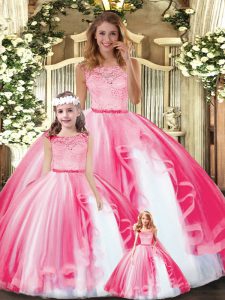 Sleeveless Lace and Ruffles Clasp Handle Ball Gown Prom Dress