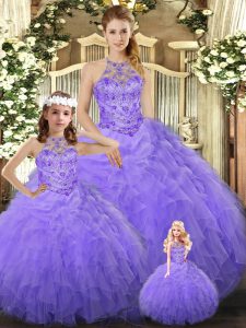 Sleeveless Beading and Ruffles Lace Up Quinceanera Gown
