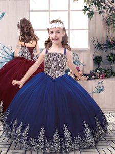 Top Selling Sleeveless Beading and Embroidery Lace Up Kids Formal Wear